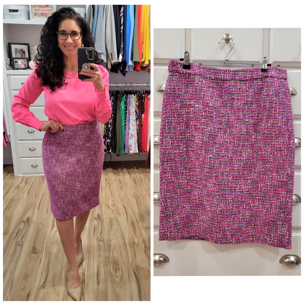 J. Crew Tweed Pink Pencil Skirt